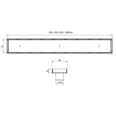 Phoenix FLAT Channel Drain TI 75 x 900mm Outlet 65mm Or 45mm