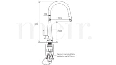 Meir ROUND Pull Out Kithen Mixer Tap In Chrome Or Matte Black