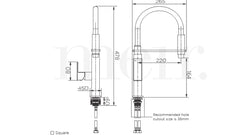 Meir SQUARE Flexible Kitchen Mixer Tap