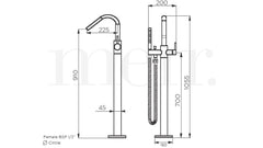 Meir ROUND Freestanding Bath Spout And Hand Shower In Chrome - Matte Black - Tiger Bronze - Champagne - Brushed Nickel