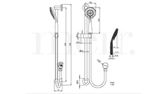 Meir ROUND Shower On Rail Column With Three Functions In Chrome Or Matte Black