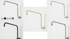 RUBANE II 460MM UPSWEPT SHOWER ARM CHROME,BRUSHED BRASS, BRUSHED NICKEL, MATTE BLACK & GUNMETAL