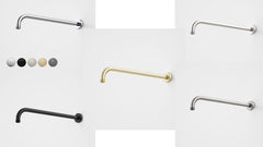 RUBANE II 400MM RIGHT ANGLED SHOWER ARM CHROME, MATTE BLACK, BRUSHED BRASS, BRUSHED NICKEL OR GUNMETAL