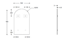 ARCH Mirror In 500x900, 600x900, 750x975 & 900x1050.