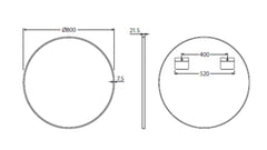 BABE Circle Framed Mirror 600mm Or 800mm In Matte Black & Urban Brass