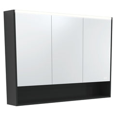 1200 LED Mirror Cabinet with Display Shelf, Gloss White, Satin White, Scandi Oak, Industrial, Satin Black