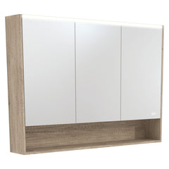 1200 LED Mirror Cabinet with Display Shelf, Gloss White, Satin White, Scandi Oak, Industrial, Satin Black