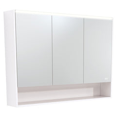 900 LED Mirror Cabinet with Display Shelf, Gloss White, Satin White, Scandi Oak, Industrial, Satin Black