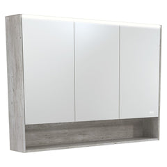 1200 LED Mirror Cabinet with Display Shelf, Gloss White, Satin White, Scandi Oak, Industrial, Satin Black