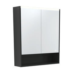 750 LED Mirror Cabinet with Display Shelf, Gloss White, Satin White, Scandi Oak, Industrial, Satin Black