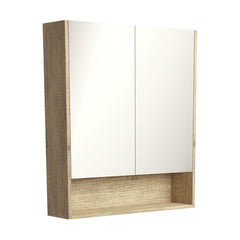 750 Mirror Cabinet with Display Shelf, Satin White with Scandi Oak Insert,Scandi Oak,Industrial,Industrial Insert