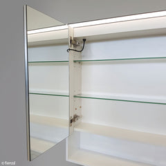 900 LED Mirror Cabinet with Display Shelf, Gloss White, Satin White, Scandi Oak, Industrial, Satin Black