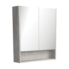 750 Mirror Cabinet with Display Shelf, Satin White with Scandi Oak Insert,Scandi Oak,Industrial,Industrial Insert