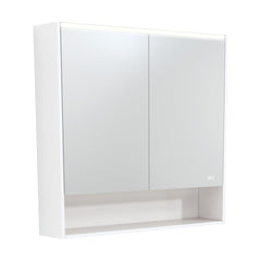900 LED Mirror Cabinet with Display Shelf, Gloss White, Satin White, Scandi Oak, Industrial, Satin Black
