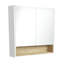 900 Mirror Cabinet with Display Shelf, Satin White with Scandi Oak Insert ,Scandi Oak ,Industrial,Satin Black