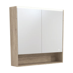 900 LED Mirror Cabinet with Display Shelf, Gloss White, Satin White, Scandi Oak, Industrial, Satin Black