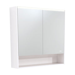 900 LED Mirror Cabinet with Display Shelf, Gloss White, Satin White, Scandi Oak, Industrial, Satin Black