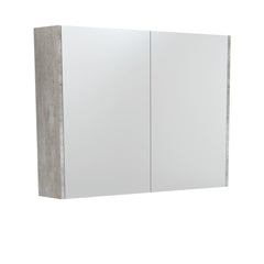 900 Mirror Cabinet with Gloss White Side Panels,Satin White,Scandi Oak,Industrial,Satin Black