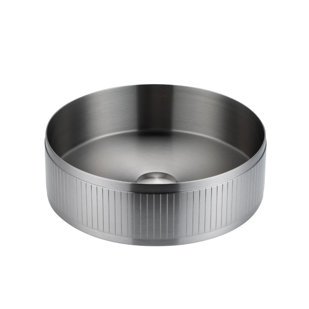 AVAI Textured SS Round Basin IN Brushed Silver, Gunmetal Grey,Brushed Gold