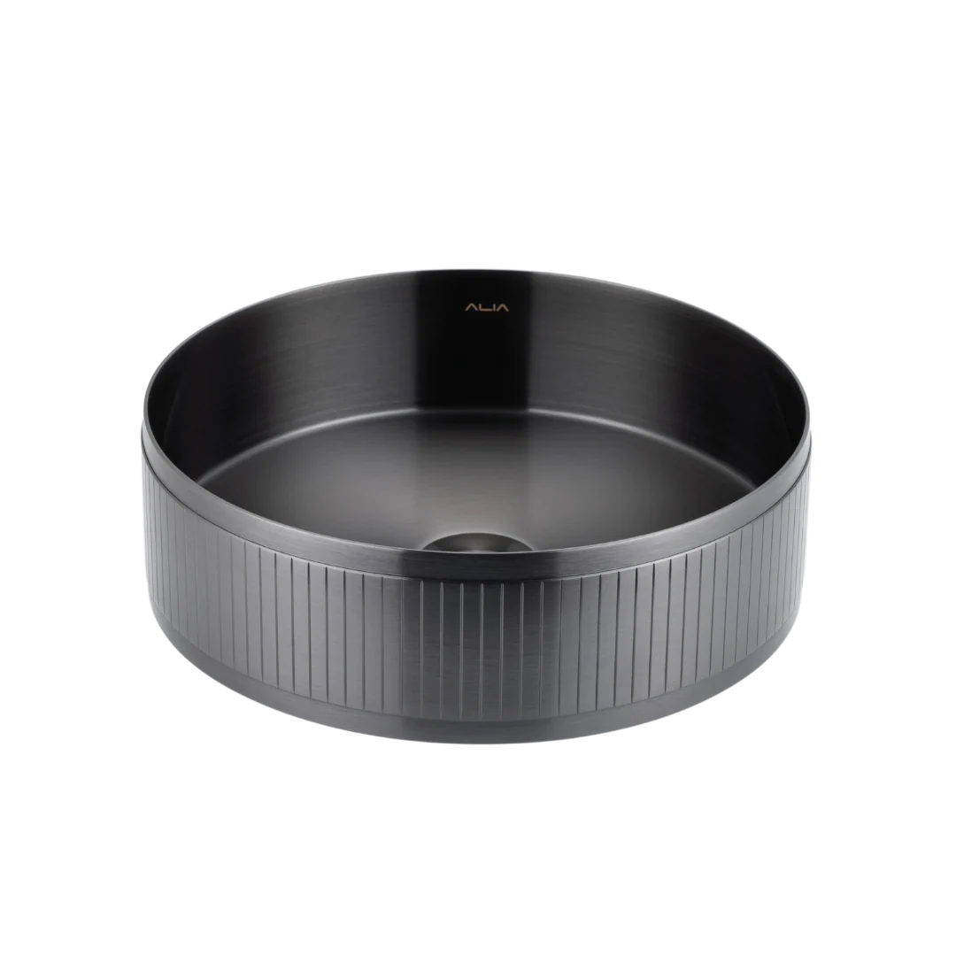 AVAI Textured SS Round Basin IN Brushed Silver, Gunmetal Grey,Brushed Gold