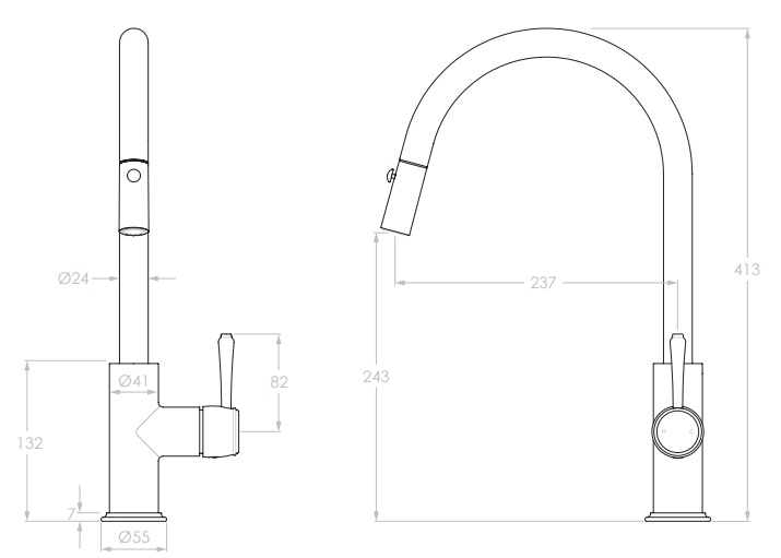 Eternal Pull Out Kitchen Mixer Chrome, Matte Black, Brushed Copper, Brushed Nickel, Brushed Brass