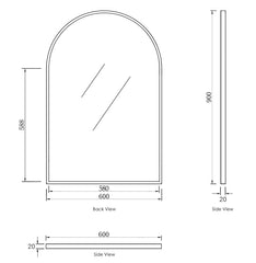 ARCHIE 900X600 BLACK METAL FRAMED MIRROR