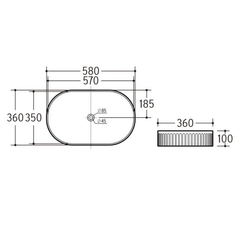 Mason 580 x 360mm No tap hole basin