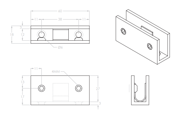 Shower Screen Bracket Chrome