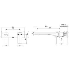 Phoenix RADII Wall Basin Mixer Set 200mm