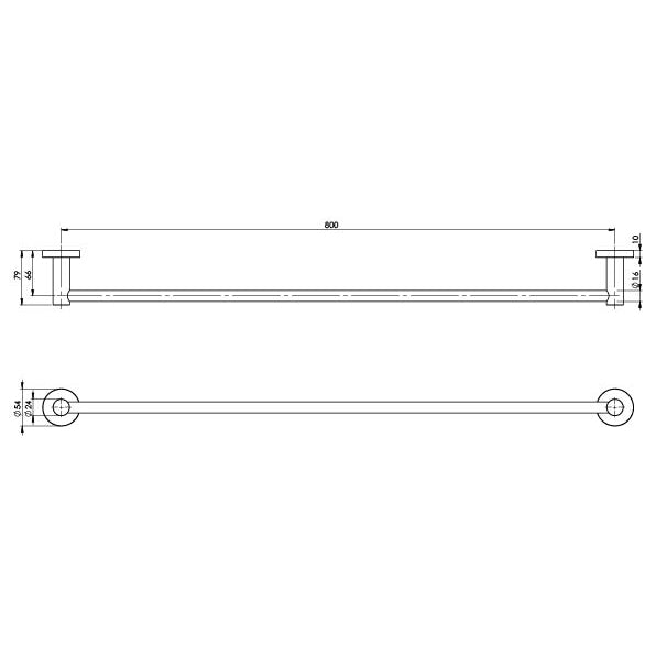 Phoenix RADII SS 316 Single Or Double Towel Rail 800mm Round Plate