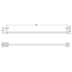 Phoenix RADII SS 316 Single Or Double Towel Rail 800mm Round Plate
