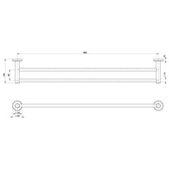 Phoenix RADII SS 316 Single Or Double Towel Rail 800mm Round Plate