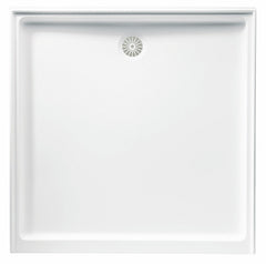 Aussie Polymarble Shower Base 820x820 Rear Outlet LHR White