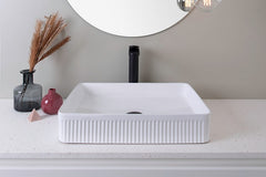 FRILL Round 410mm, Square 410mm, Rectangular 510x380mm Arch 415x365mm, And Pill 580x370mm Ceramic Basin In Gloss White