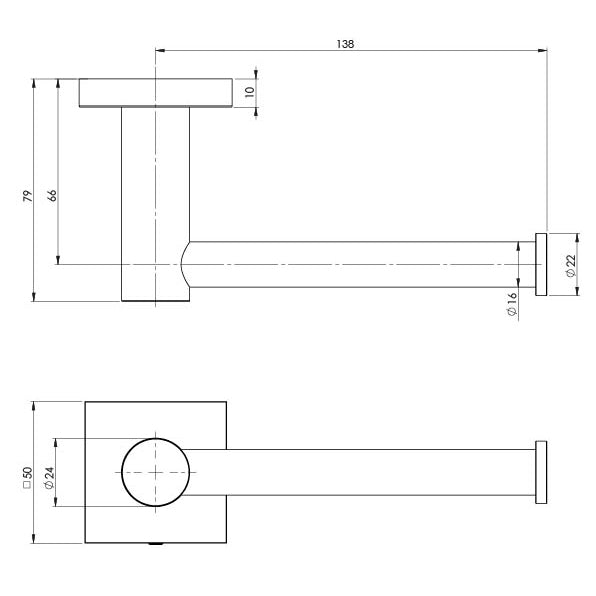 Phoenix RADII Toilet Roll Holder Square Plate In Chrome - Matte Black - Brushed Nickel - Gunmetal