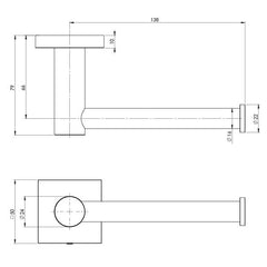Phoenix RADII Toilet Roll Holder Square Plate In Chrome - Matte Black - Brushed Nickel - Gunmetal