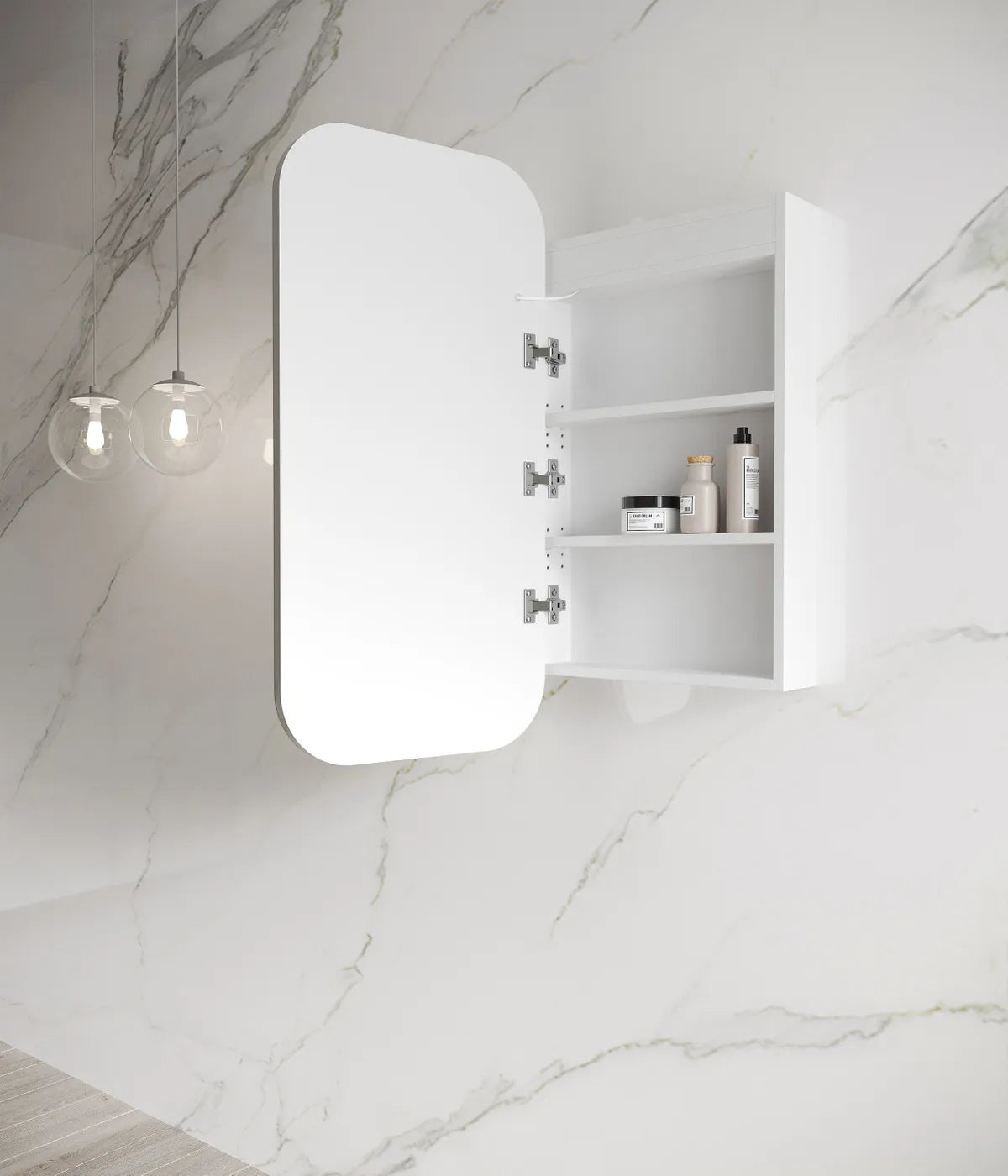 LED NEWPORT 900X450 WHITE SHAVING CABINET SOFT SQUARE LED-SSQ9045