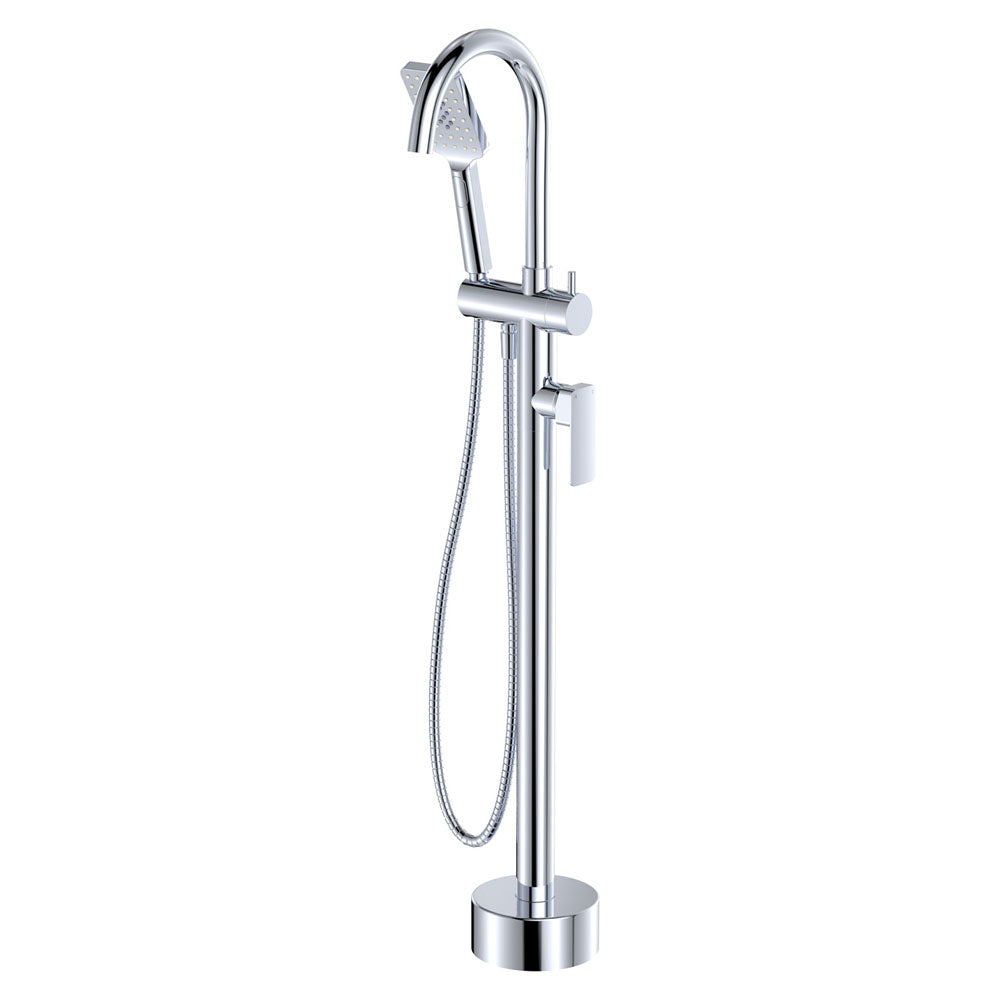 MANO Floor Mounted Bath Mixer With Hand Shower, Chrome, Matte Black, Brushed Nickel, Gun Metal, Urban Brass