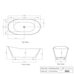 ATTICA NOOSA 1500 GLOSS WHITE BATH