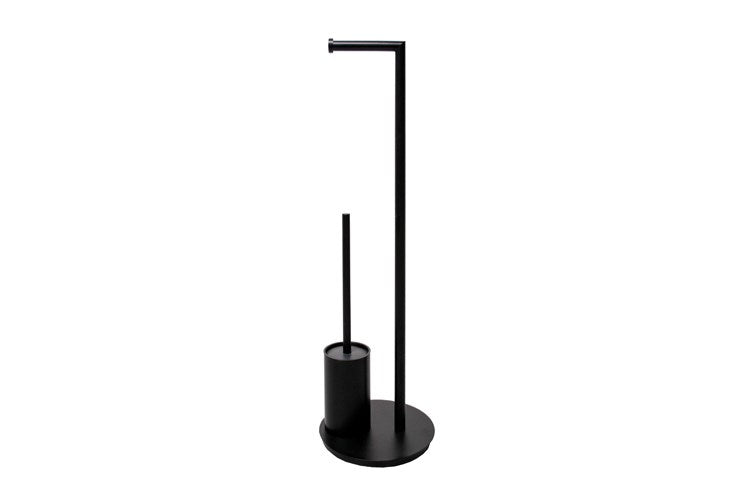 Staten Freestanding Toilet Caddy Chrome, Matte Black