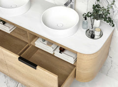 BONDI 1500MM NATURAL OAK WALL HUNG CURVE VANITY
