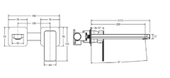 MANO Basin/Bath Wall Mixer Set, Square Plates, 200mm Outlet, Chrome, Matte Black, Brushed Nickel,  Urban Brass, Gun Metal,