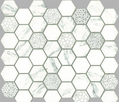 SIGNATURE HEXAGON WHITE SATIN 45X52
