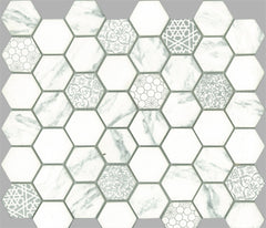 SIGNATURE HEXAGON WHITE SATIN 45X52