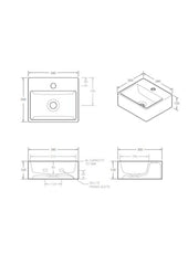 AURA Gloss White CeramicBasin In 340 wx 120 Hx 305 mm