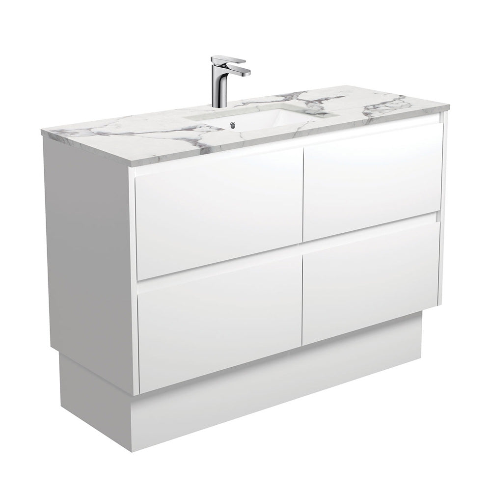 HEBREW Calacatta Undermount Amato 1200 Matte White Vanity on Kick