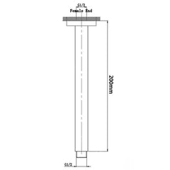 CENTRO Round Ceiling Shower Arm 200mm Or 400mm In Chrome, Matte Black, Brushed Gold, Brushed Nickel & Gunmetal Grey