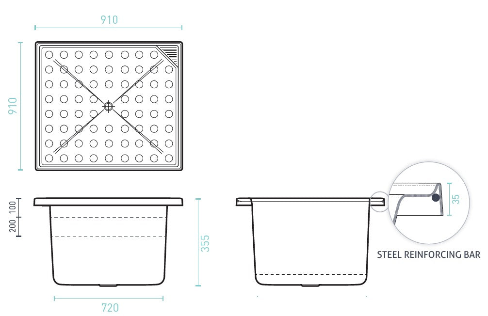 DELLA 910 Inset Shower Bath