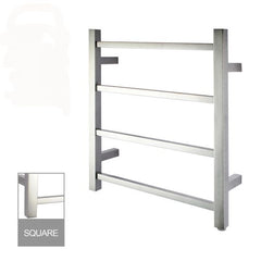 PERLA Square Heated Towel Ledder With 4 Bars In Chrome, And Matte Black In W500xH520xD120