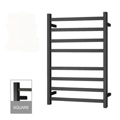 PERLA Square Heated Towel Ledder With 8 Bars In Chrome, And Matte Black Available W620xH708xD912mm